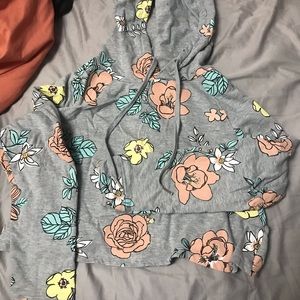 Cropped Floral Hoodie